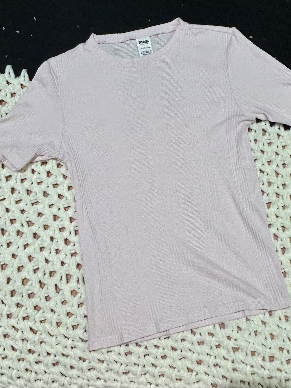 PINK Victoria's Secret Pale Pink Ribbed Short Sleeve Tee